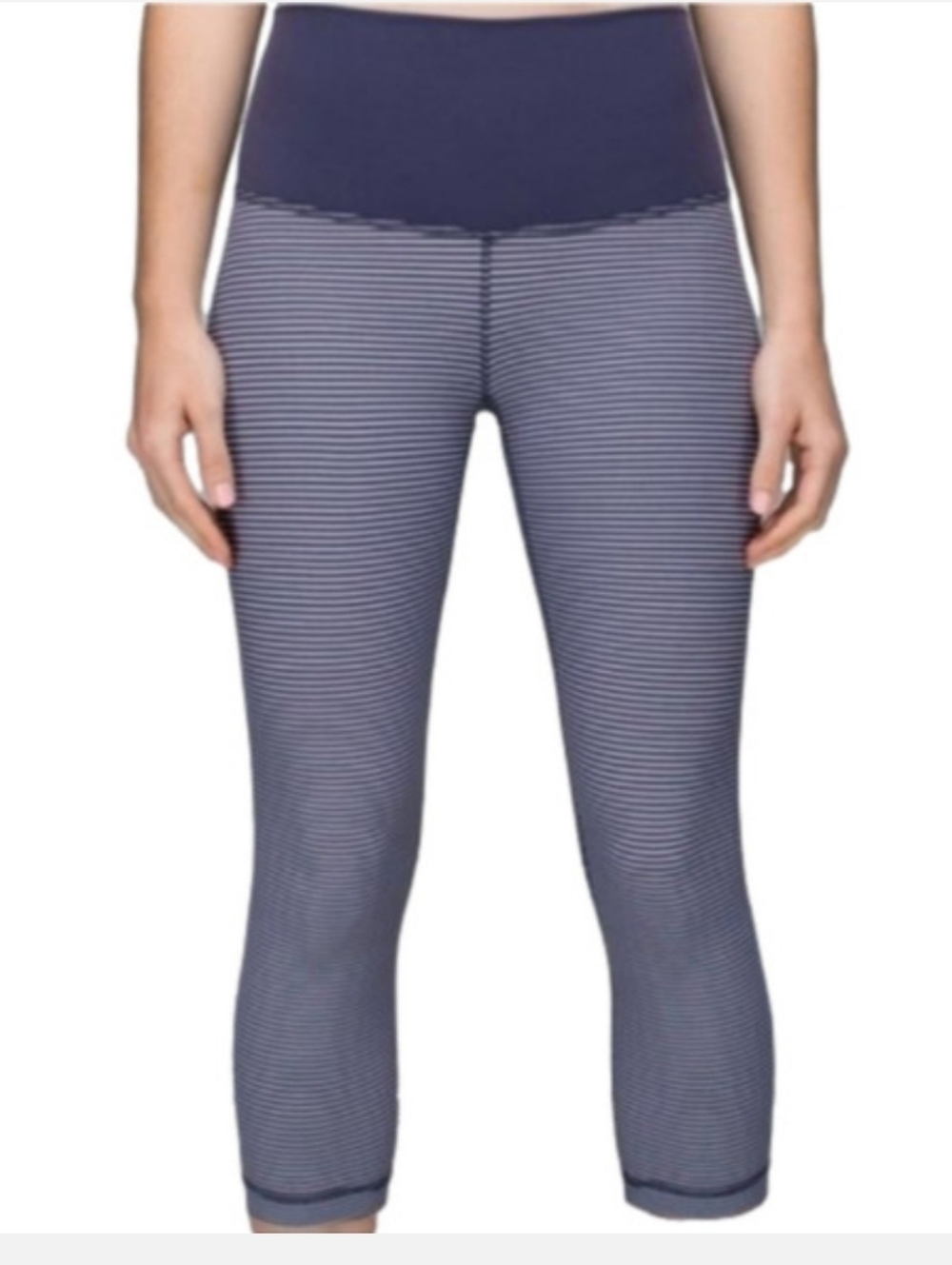 Lululemon fold over  or high waist  crop leggings stripes size 10